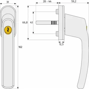 Abus Fenstergriff FG210 Weiß Griff Abschließbar Fensterklinke Mit Schloss 8