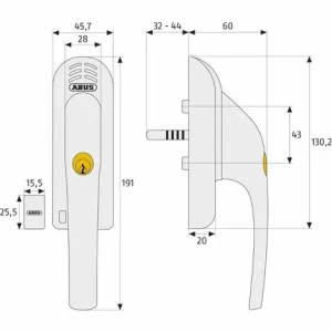 ► ABUS Fenstergriff Mit Druckzylinder Und Alarm – FG300A-AL0145 -silber Abschließbar 6