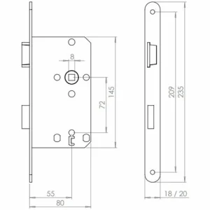 ► ABUS Buntbart-Einsteckschloss – DIN Links – Silber – Stulpbreite 20 Mm Stulp 20 Mm Rund 6